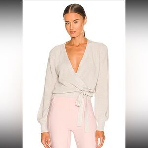 Le Ore LODI POINTELLE KNIT WRAP CARDIGAN IN PARCHMENT Beige Size large